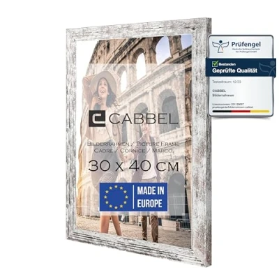 Afbeelding van CABBEL Fotolijst, berkenhout, stabiele mdf houten lijst, onbreekbaar plexiglas, om op te hangen, ideaal voor foto&#039;s/afbeeldingen/collages, 30 x 40 cm