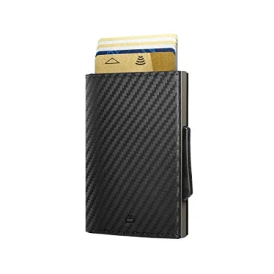 Afbeelding van Ögon Designs Cascade Slim Wallet Automatische aluminium en Leren Portemonnee RFID Blokkerende Kaarthouder 8 Kaarten bankbiljetten Leer met carboneffect / Titanium