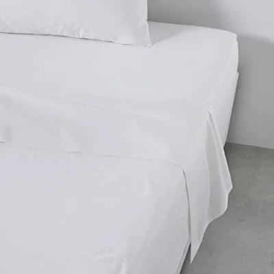 Image de Today Essential Drap Plat 2 Personnes 240X300 cm Coton Uni Blanc, Reine
