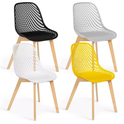 Image de Lot de 4 chaises MANDY mix color noir, gris clair, blanc et jaune
