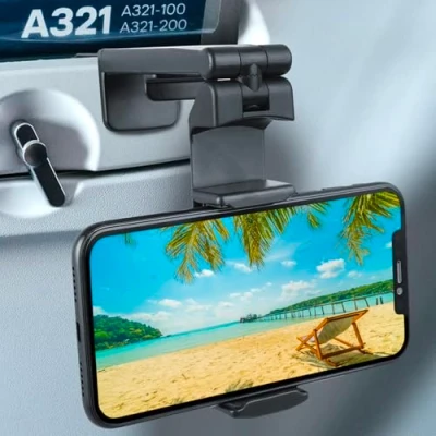 Afbeelding van Wicked Chili 1 x telefoonhouder voor vliegtuig, trein, boot en werk, universele 360 opvouwbare standaard tafelklem, keuken, kantoor, thuiskantoor (gepatenteerd)