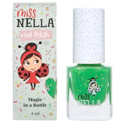 Afbeelding van Miss Nella Kiss The Frog speciale groene nagellak met glitter voor kinderen, peel off formule, op waterbasis en geurloos