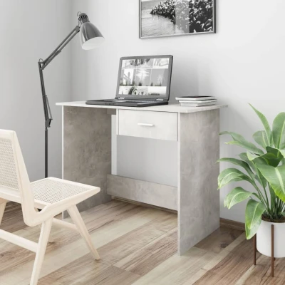 Afbeelding van Bureau 100x50x76 cm bewerkt hout betongrijs