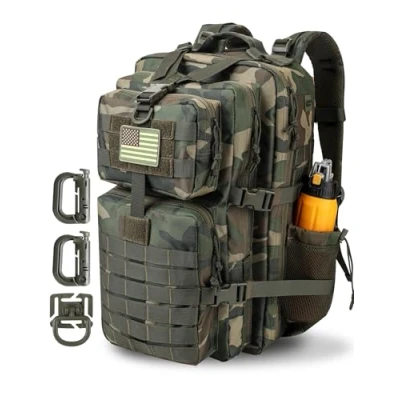 Afbeelding van Hannibal Tactical Molle Tactische rugzak, 45 l/28 l, met flessenhouder, Amerikaanse Woodland, rugzak