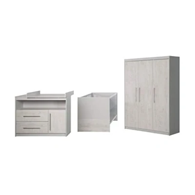 Afbeelding van roba Set &quot;Maren 2&quot; met combi bed 70 x 140 cm, commode en 3 deurs kast, lichtgrijs/wit