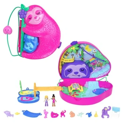 Image de Figurines Polly Pocket Coffret 2 en 1 Sac à main Famille de Paresseux
