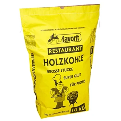 Afbeelding van Favorit Barbecue houtskool 10 kg van puur hardhout extra grote korrel langdurige branden in restaurantkwaliteit