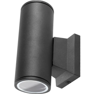 Afbeelding van Buitenlamp rond zwart dubbele GU10 lampvoet voor twee spots waterdicht IP65