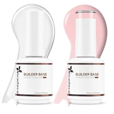 Afbeelding van Nicedeco 8 in 1 Builder Base Gel semi permanent, uv /led nagellak, sterke en duurzame nagels, capsules extensions, nail art, 2 x 15 ml