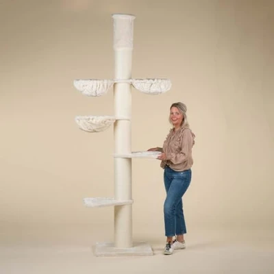 Afbeelding van Krabpaal Plafondhoog voor Grote Katten Maine Coon Tower Plus Crème Beige van RHRQuality