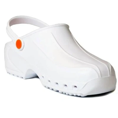 Afbeelding van Gima Ultralichte professionele klompen met riem, uniseks, anatomisch, antislip, schokbestendig, antistatisch, ongeperforeerde schacht, geperforeerde zool, kleur wit, maat EU 41, 1 paar