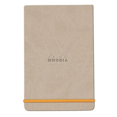 Afbeelding van RHODIA 194378C hardcase webnotepad beige A5 gelinieerd 192 pagina&#039;s afneembaar licht papier ivoorkleurig 90 g/m? bladwijzer, elastische sluiting envelop van kunstleer Rhodiarama