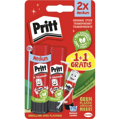 Afbeelding van Lijmstift pritt stick original 2x 22gr promo 1+1