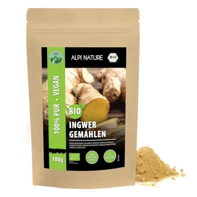 Image de Alpi Nature Gingembre en Poudre BIO 100g, Racine de Séchée et Moulue pour la Cuisine