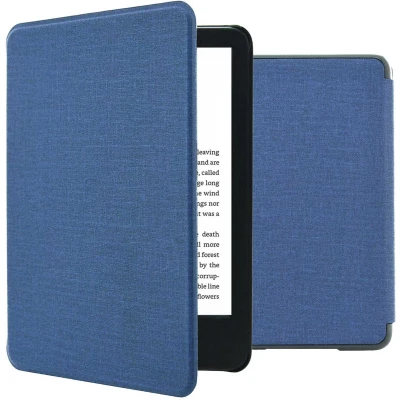 Afbeelding van iMoshion Ereader Cover / Hoesje Geschikt voor Amazon Kindle (2022) 11th gen Canvas Sleepcover Bookcase zonder stand Donkerblauw