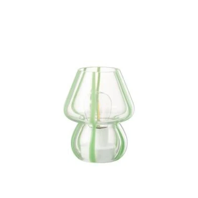 Afbeelding van J Line Tafellamp Strepen Glas TransparantGroen Small