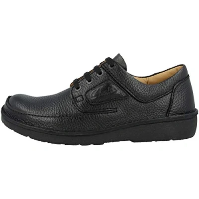Afbeelding van Clarks Nature II Sportieve veterschoenen, Heren, Maat: 44.5, Black grained leather (26142039) Leer