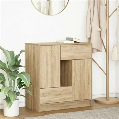 Afbeelding van vidaXL Dressoir met lades deuren 70,5x34x74,5 cm sonoma eikenkleurig