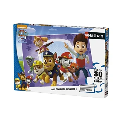 Afbeelding van Nathan Kinderpuzzel 30 stukjes Paw Patrol tot redding, meisjes of jongens vanaf 4 jaar hoogwaardige puzzel dik en duurzaam karton actie avontuur 86355
