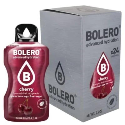Afbeelding van Bolero CHERRY 24 x 3 g, suikervrij, gezoet met stevia + vitamine C, voor kinderen en sporters, glutenvrij, veganistisch, kersensmaak