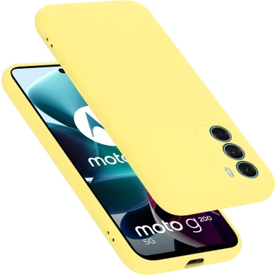 Afbeelding van Cadorabo Hoesje geschikt voor Motorola MOTO G200 5G in LIQUID GEEL Beschermhoes gemaakt van flexibel TPU silicone Case Cover