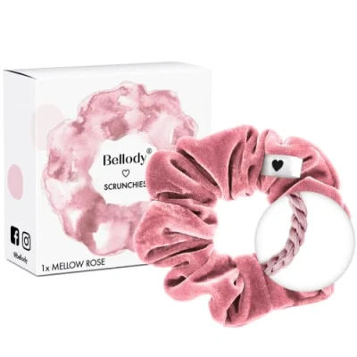 Afbeelding van Bellody® Originele haarelastiekjes, elegante haarbanden zorgen voor een goede grip (1 stuk fluweel roze)