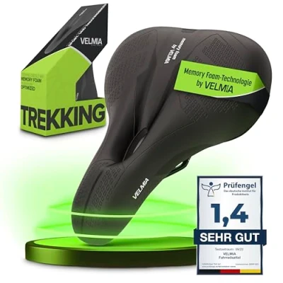 Afbeelding van VELMIA fietszadel [trekking] comfortabel voor dames en heren, met ergonomisch 3 zone concept traagschuim, biycle Seat