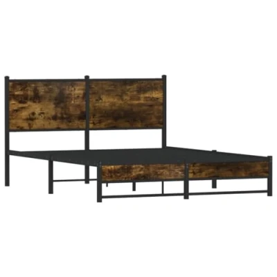 Afbeelding van vidaXL Bedframe zonder matras metaal gerookt eikenkleurig 140x200 cm