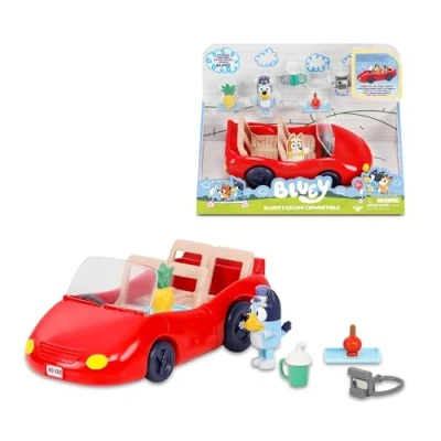 Afbeelding van BLUEY Converteerbaar, blauw hondenvoertuig, leuke cabriolet auto voor de paus, inclusief figuur, beweegbare poppen kinderserie, beroemd (BLY65000)