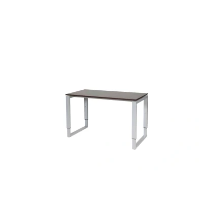 Afbeelding van Domino Plus bureau, hoogte instelbaar (62 85cm) met 120x60cm &#039;zwevend&#039; logan eiken 25mm blad en aluminium (RAL9006) O poot frame