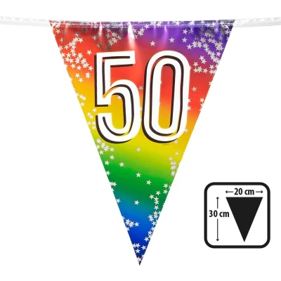 Afbeelding van Boland Folievlaggenlijn &#039;50&#039; Multi Regenboog