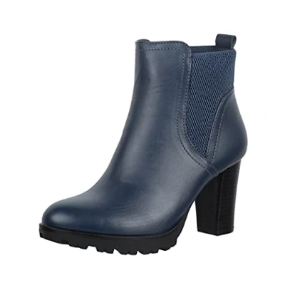 Afbeelding van Elara Herbst Enkellaarsjes met plateauzool, Dames, Maat: 40, Blau Kunststof