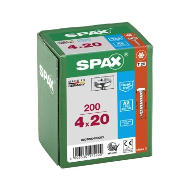 Afbeelding van Spax Spaanplaatschroef cilinderkop RVS T Star T20 4.0x20mm (per 200 stuks)