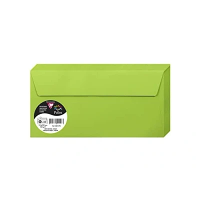 Afbeelding van Clairefontaine 120017C verpakking met 50 zelfklevende enveloppen, DIN L, 11 x 22 cm, 120 g/m², kleur: mintgroen uitnodiging voor evenementen en equivalent premium papier