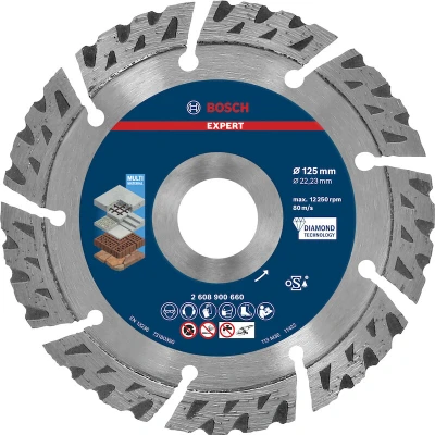 Afbeelding van Bosch Accessories 2608900660 EXPERT MultiMaterial Diamanten doorslijpschijf Diameter 125 mm Boordiameter 22.23 Steen, Beton, Baksteen 1 stuk(s)