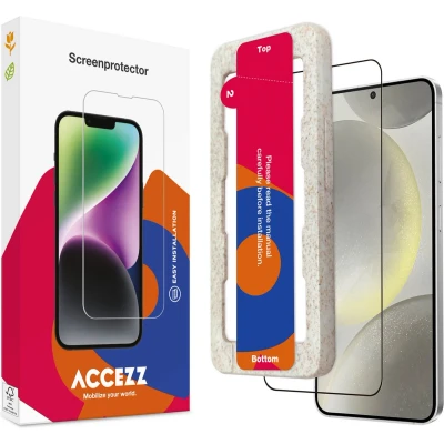 Afbeelding van Accezz screenprotector Geschikt voor Samsung Galaxy S24 Gehard glas Full Cover met bio applicator