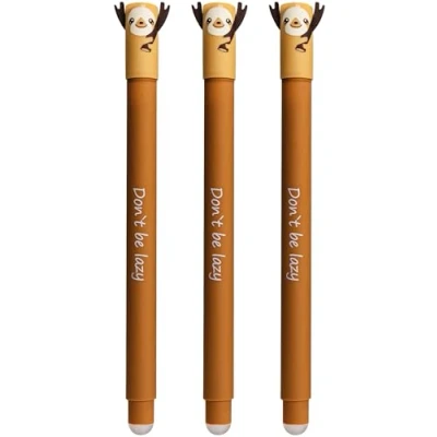 Image de Eberhard Faber 599018 Lot de 3 stylos à encre gel effaçable Motif paresseux Bleu 0,7 mm