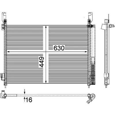 Afbeelding van MAHLE ORIGINAL AC 588 000P Condensor Airco Met droger, drukschakelaar 630 RENAULT: Koleos I
