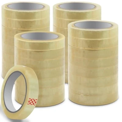 Afbeelding van Waytex 32 stuks kantoortape, transparant, glanzend, hoge kleefkracht, breedte 19 mm, rol van 66 m, professionele kwaliteit, dikte 50 micron