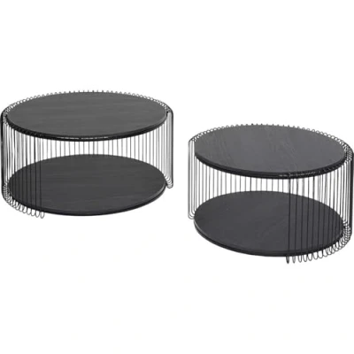 Afbeelding van Salontafel Wire Double zwart hout (2/Set) Kare Design
