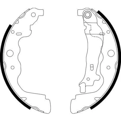Afbeelding van HELLA 8DB 355 000 301 Remschoenen 228,6 42 Met handremhefboom DACIA: Duster Off Road, Lodgy, SANDERO 2, RENAULT: Clio 4, Captur, Kangoo I