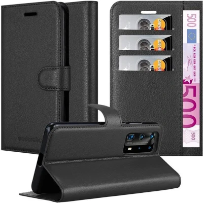 Afbeelding van Cadorabo Hoesje geschikt voor Huawei P40 PRO / PRO+ in PHANTOM ZWART Beschermhoes met magnetische sluiting, standfunctie en kaartvakje Book Case Cover Etui
