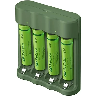 Afbeelding van USB model oplader GP E411 Basic Line 4 x ReCyko AAA 850 mAh