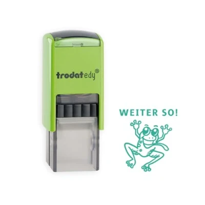 Afbeelding van Trodat edy FIX Motiverende stempel voor leraren en opvoeders, 1 kikkermotief, Duits, groene behuizing, voetafdruk, zelfkleurend, 20 x mm