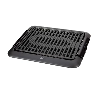 Afbeelding van Jata BQ108 Elektrische grill voor gebruik binnenshuis, rookvrij en geurloos, 1250 W, oppervlak 320 x 260 mm, afneembaar, sauzenbak, eenvoudige reiniging, anti aanbaklaag, zwart