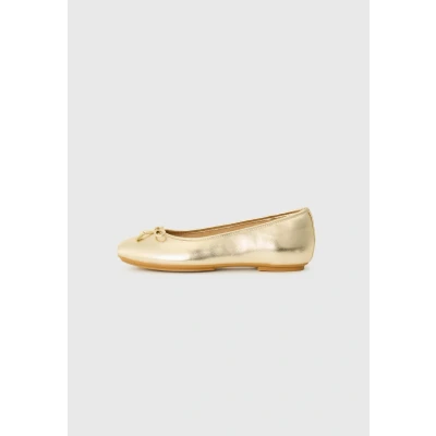 Afbeelding van Fitflop Ballerines plates DELICATO Bow en cuir métallique souple pour femme, Platino, 42 EU, 8 UK Narrow