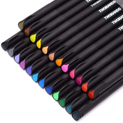 Afbeelding van TWOHANDS Fineliners met fijne punten, 24 kleurstiften, punt voor schrijven, schetsen, kalligrafie, nauwkeurig tekenen, kleuren, 0,4 mm, 902171