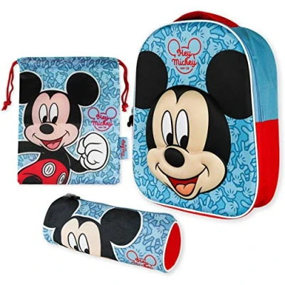 Afbeelding van 3D Rugzak voor kinderen, schooltas en kleutertas Mickey Mouse kinderen van 3 jaar Schoolbenodigdheden terug naar school 3D, Blauw, Modern