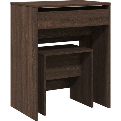 Afbeelding van vidaXL Kaptafel met krukje 60x40x113,5 cm bruin eikenkleurig
