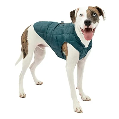 Afbeelding van Thermo Warme Jas voor Honden Reversible, Waterafstotend &amp; Wasbaar Kurgo Loft Jacket in 4 kleuren maten XS tot XL Kleur: Donker Blauw/Turquoise, Maat: Large